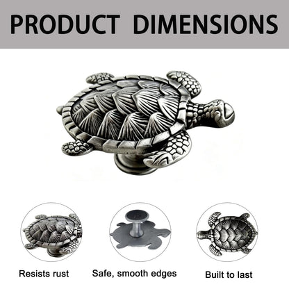 Jinyuanchao Ocean Turtles Handle 4PCS, Metal Dresser Drawer Cabinet Door Knobs Pulls Handles Home Bathroom Beach Nautical Coastal/Forest Decor Animal Series (Turtle, Pewter)
