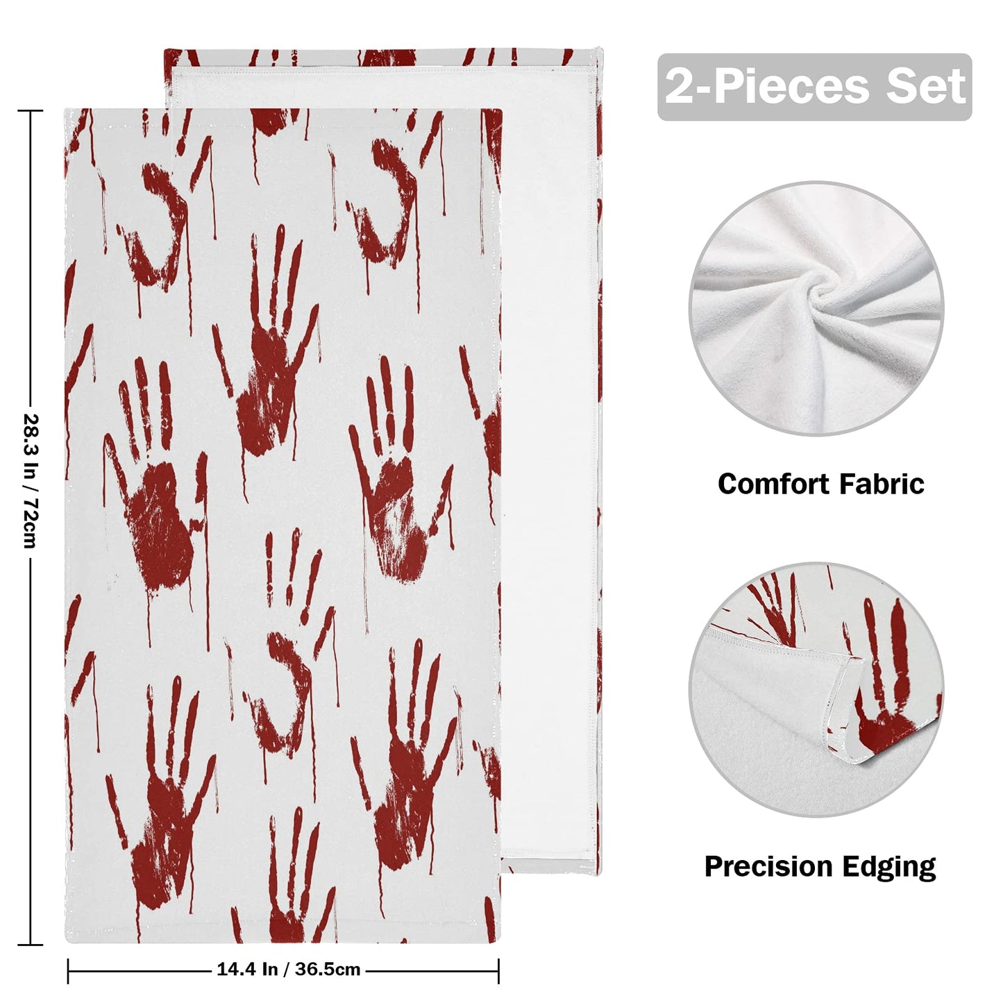 Pfrewn Red Bloody Scary Hands Hand Towels Set of 2 Halloween Fall Autumn Winter Bathroom Towel 16x30 in Soft Absorbent Guest Bath Towel Kitchen Dish Towel Spa Home Decor Gifts