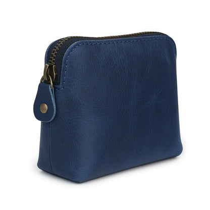 TheAntiq Full Grain Leather Cosmetic Bag – Zippered Makeup Pouch for Women, Small Travel Toiletry & Organizer Pouch for Purse, Premium Handmade Leather (5 × 4 × 2.5 in)