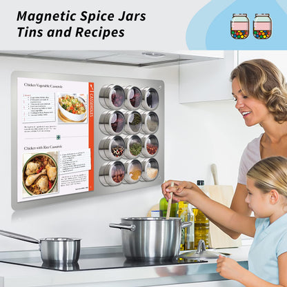 2Pack Magnetic Board,17.1" x 11.8" Magnet Display,for Magnets and Bulletin Board,Suitable for Wall, Refrigerator, Compartment, Cabinet etc,Comes with Dual Lock Tape for Easy Hanging (Silver)