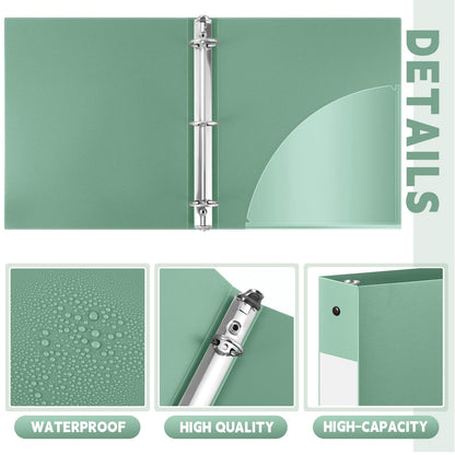 Henoyso 24 Pcs Sage Green 1.5" 3 Ring Plastic Binder Bulk, 1 1/2 Inch Soft Flexible Binders Round Rings, Fits Letter Size 8.5'' x 11'' Paper, Holds 350 Sheets, for School Office (1.5 Inch)
