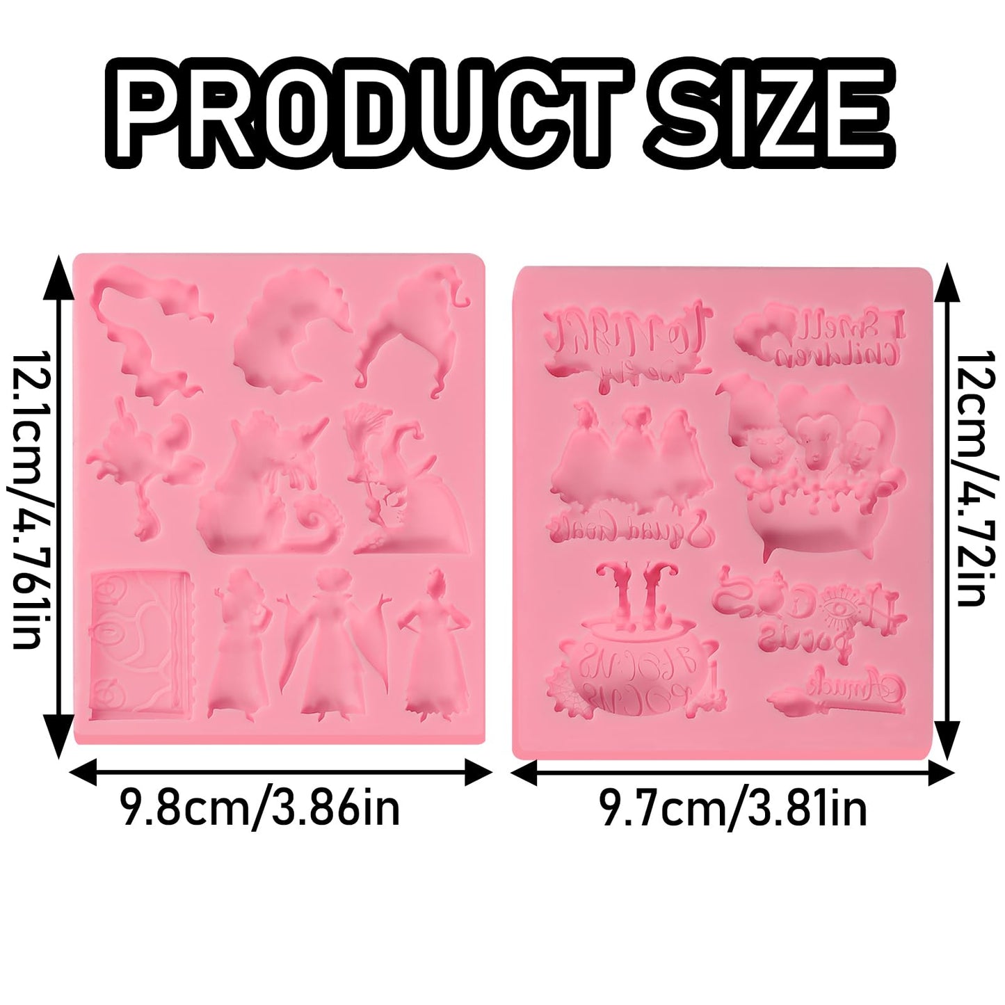 ICNYEKl Halloween Witch Sisters Silicone Mold 2 Pcs, 3D Halloween Hocus Pocus Fondant Mold, for Cupcake Toppers, Halloween Party Cake Decoration, Candy, Chocolate, Sugar Craft, Resin, Plaster, Clay