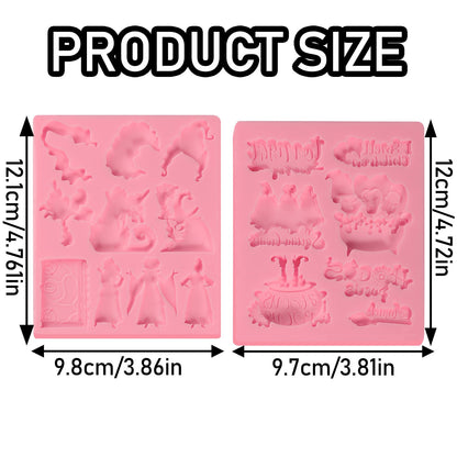ICNYEKl Halloween Witch Sisters Silicone Mold 2 Pcs, 3D Halloween Hocus Pocus Fondant Mold, for Cupcake Toppers, Halloween Party Cake Decoration, Candy, Chocolate, Sugar Craft, Resin, Plaster, Clay