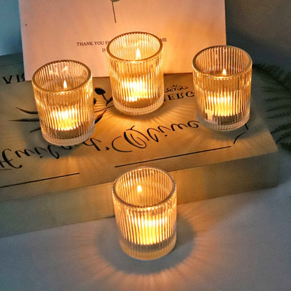 VOHO 24pcs Clear Candle Holder Wedding Centerpieces for Tables, Votive Candle Holders for Votive & Tea Lights Candles, Clear Glass Tealight Candle Holder for Halloween