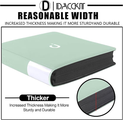 D DACCKIT Card Binder 16 Pocket - Fits 1024 Cards，4X4 Ringless Card Album with Sleeves for Trading Cards & Sports Cards（Model A，Asakusa Green）