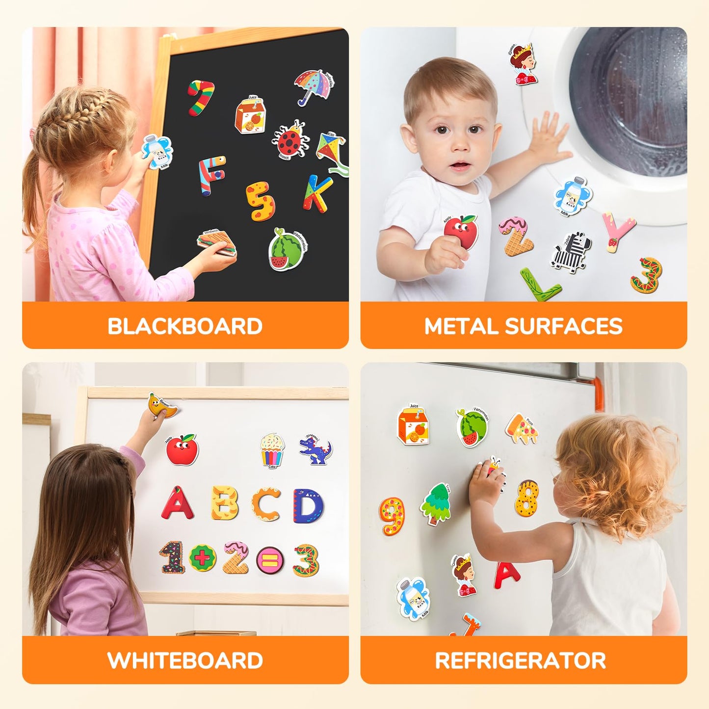 JoyCat Kids Magnets – 26 Cute Objects, Alphabet Uppercase Letters, and 0-9 Numbers, Math Fridge Magnets for Toddlers, Fun Educational Spelling Learning Gift for Toddlers & Kids