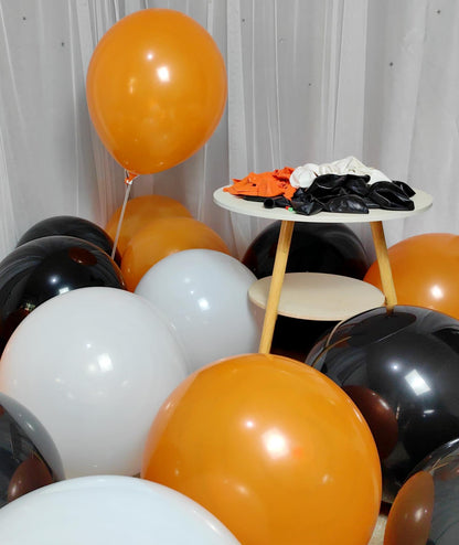 90 Pack Black White Orange Balloons 18 inch Latex Party Balloon Bulk for Halloween Various Party Events Decorations