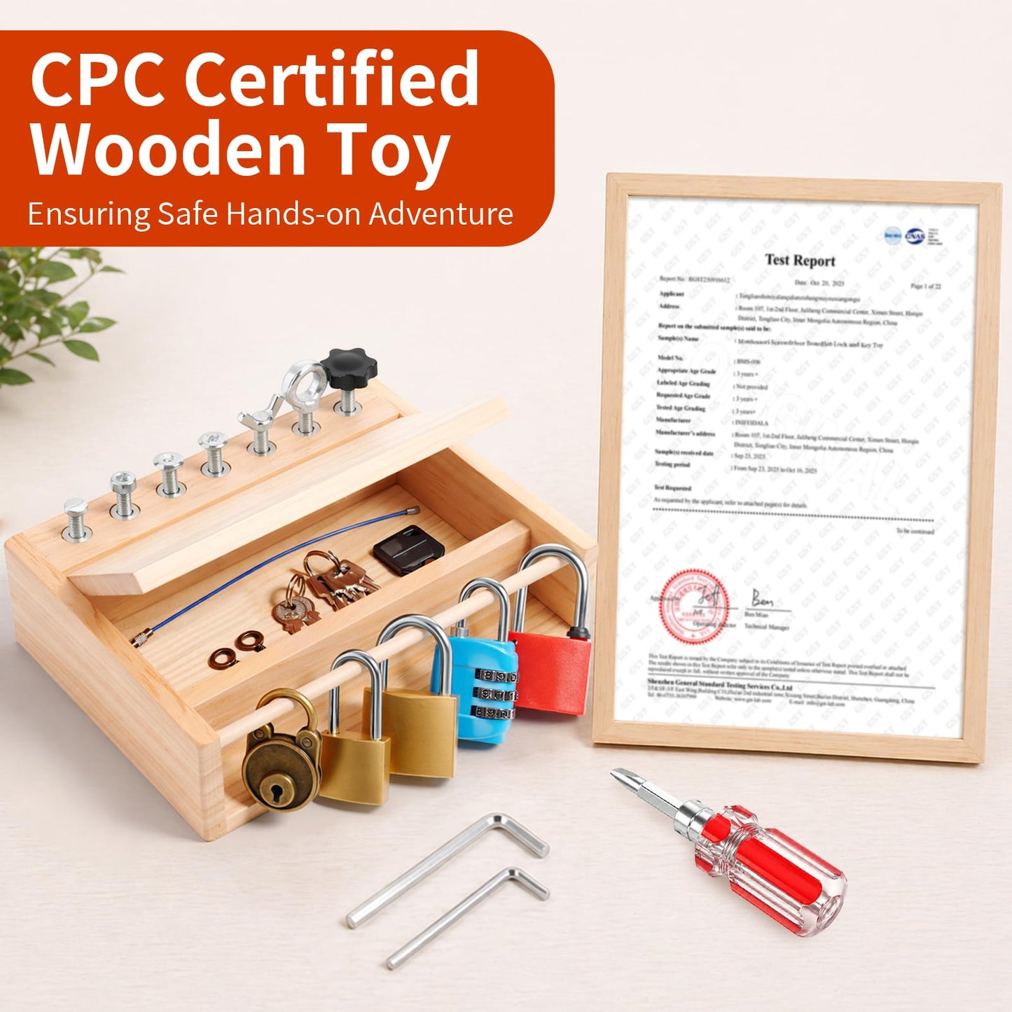 INIFEIDALA Montessori Screwdriver Board Set - Lock and Key Toy,Busy Board Toys for 3 4 5 Year Olds Boy Birthday Gifts,Kids Tool Set, Preschool Learning Sensory Fine Motor Skills STEM Toys