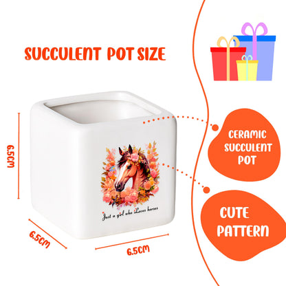 BJDAMAI Horse Succulent Planter Flower Plant Pot Small, Gifts for Women Teens Girls Kids, Horse Lovers Themed Stuff Accessories Things Decor Merch, Home Office Table Desk Decoration!