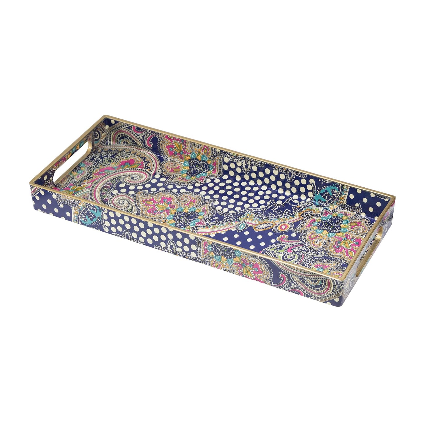MAONAME Plastic Vanity Tray, Bathroom Counter Tray, Decorative Trays with Handles, Storage Dresser Trays Organizer for Toilet Tank, Jewelry, Makeup, 13.8" x 6" x 1.57"
