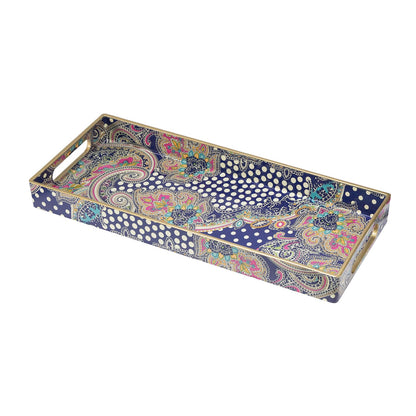 MAONAME Plastic Vanity Tray, Bathroom Counter Tray, Decorative Trays with Handles, Storage Dresser Trays Organizer for Toilet Tank, Jewelry, Makeup, 13.8" x 6" x 1.57"