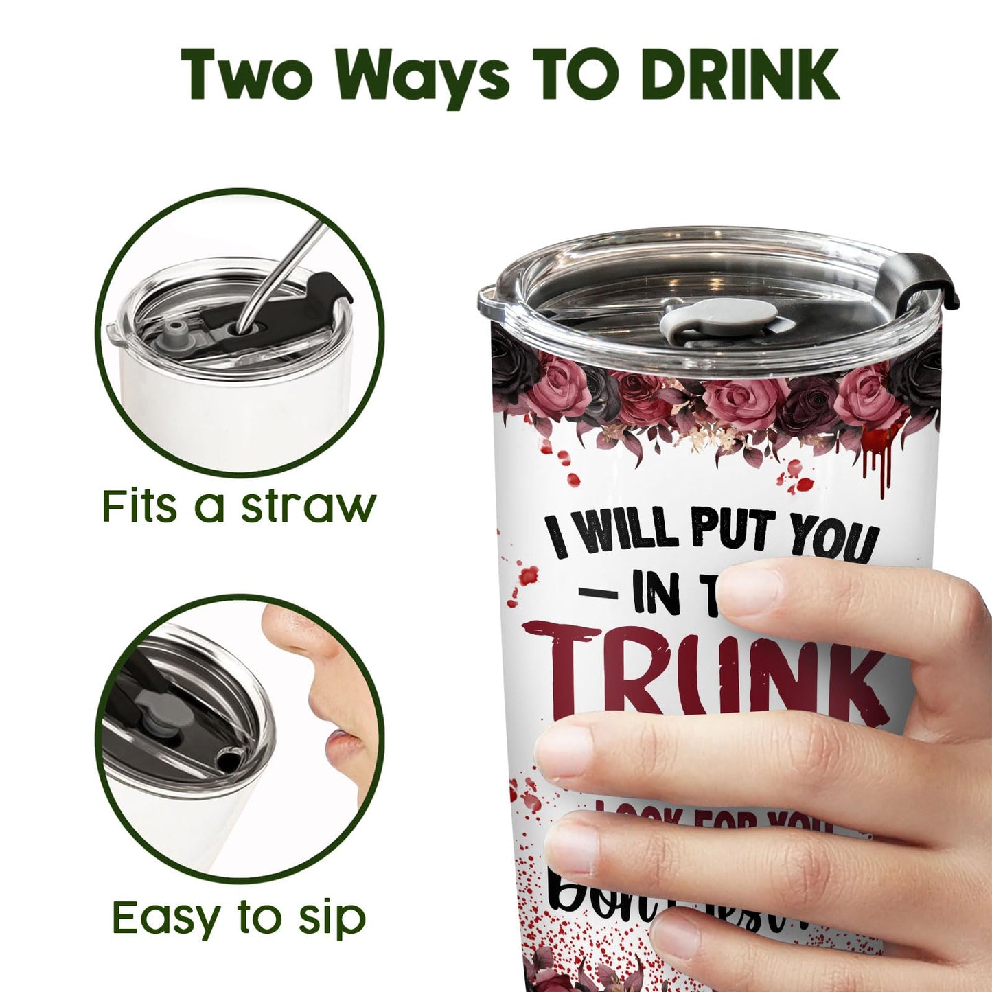 34HD Crazy Cat Tumbler with Lid, 20 oz Stainless Steel Vacuum Insulated Put You In The Trunk Mug, Funny Gifts for Cat Lover Women Men, Black Kitty Gifts for Birthday Halloween Christmas