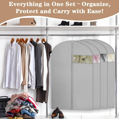 20 Pack Garment Bags for Hanging Clothes,Suit Bags For Closet Storage and Travel with Clear Window 40-inch Suit Garment Bag for Men Women Skirt Shirt Coat,Gray