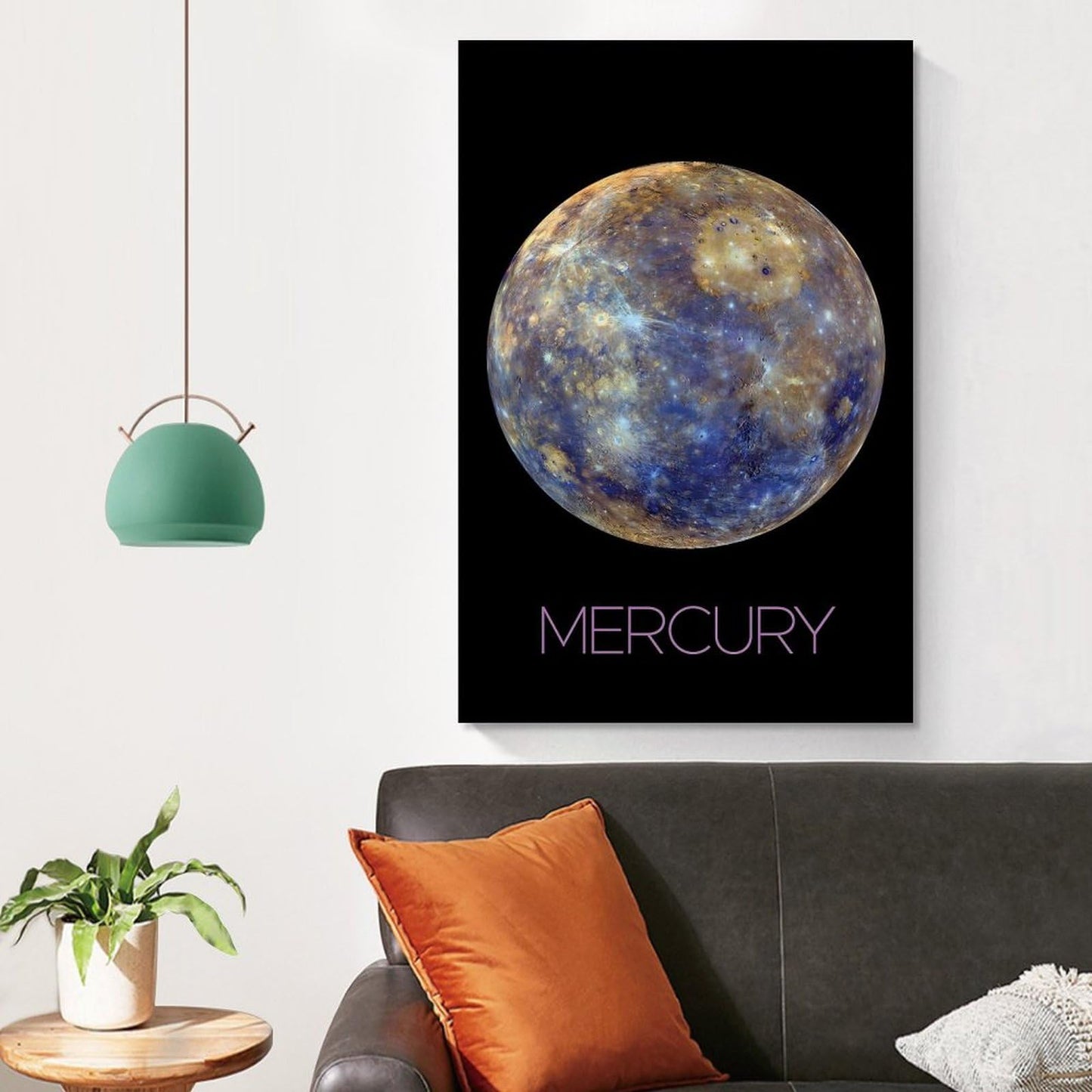 XIAOLOUTINYU Solar System Canvas Wall Art - Mercury Planet Space Poster for Kids Room Bedroom Classroom, STEM Educational Astronomy Decor, Science Gift for Boys Girls Teens, 12x18 Inch Unframed