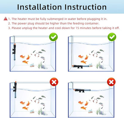 HiTauing Aquarium Heater 25W/50W/100W/200W/300W, Adjustable Knob Fish Tank Heater with Digital Thermometer, Submersible Betta/Turtle Tank Heater for Freshwater and Saltwater Tanks