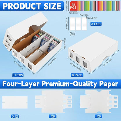 6 Pack Trading Card Storage Box, 14000+ Count Card Storage Box with 48 Card Divider White Sports Card Storage Box Cardboard Card Organizer Box Bulk Card Case Trading Card Box for Sports Card Collector