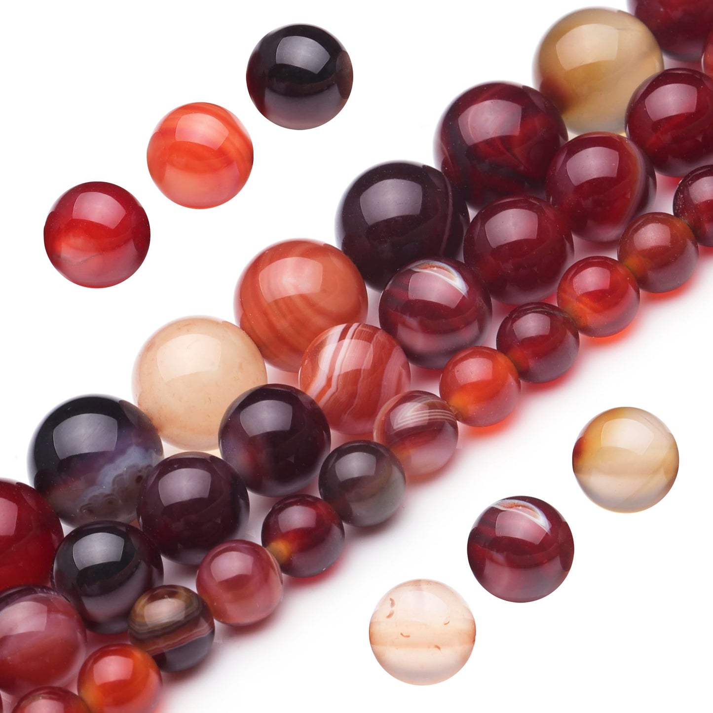 Youngbling Natural Gemstone Beads for Jewelry Making,8mm Wine Red Agate Polished Round Smooth Stone,Genuine Real Stone Red Beads for Bracelet Necklace 15 Inch(Wine Red Agate,8mm)