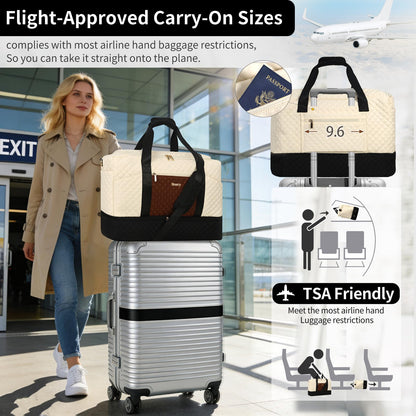 Stuery Weekender Bags for Women with Toiletry Bags: Large Overnight Bags Travel Duffel Bag Carry On Shoulder Weekend Tote with Shoe Compartment and Wet Pocket for Girls Airplane Traveling