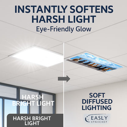 2 Pack Fluorescent Light Covers for 2 X 4 Ft Ceiling Lights – Magnetic Ceiling Light Cover Panels, Easy to Install, Ideal for Office, Classroom & Home Ceiling Lighting Decor