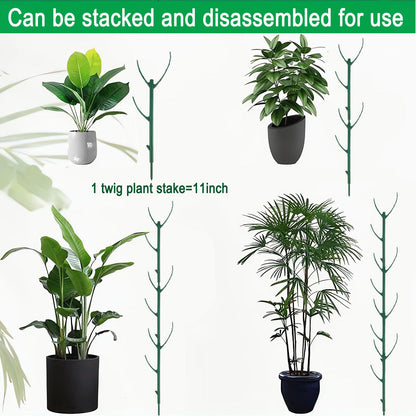 10 Pack Stackable Monstera Plant Support Climbing Plants Support Structures for Indoor Outdoor Plants Plant Holder Stick with Plant Ties for Support Tall Potted Plants, Bonus: 2 Roll of Gardening Tape