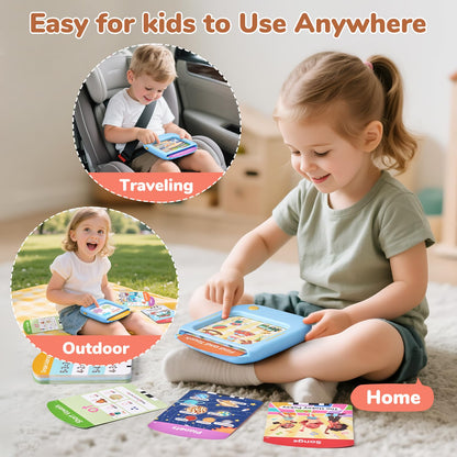 JoyCat Kids Learning Tablet, Phonics Talking Flash Cards, Learn to Read with 156 Pages, 40+ Themes, 600+ Words, 100+ Interactive Games, Screen-Free Toddler Learning Toys Gifts for 2-6 Year Old