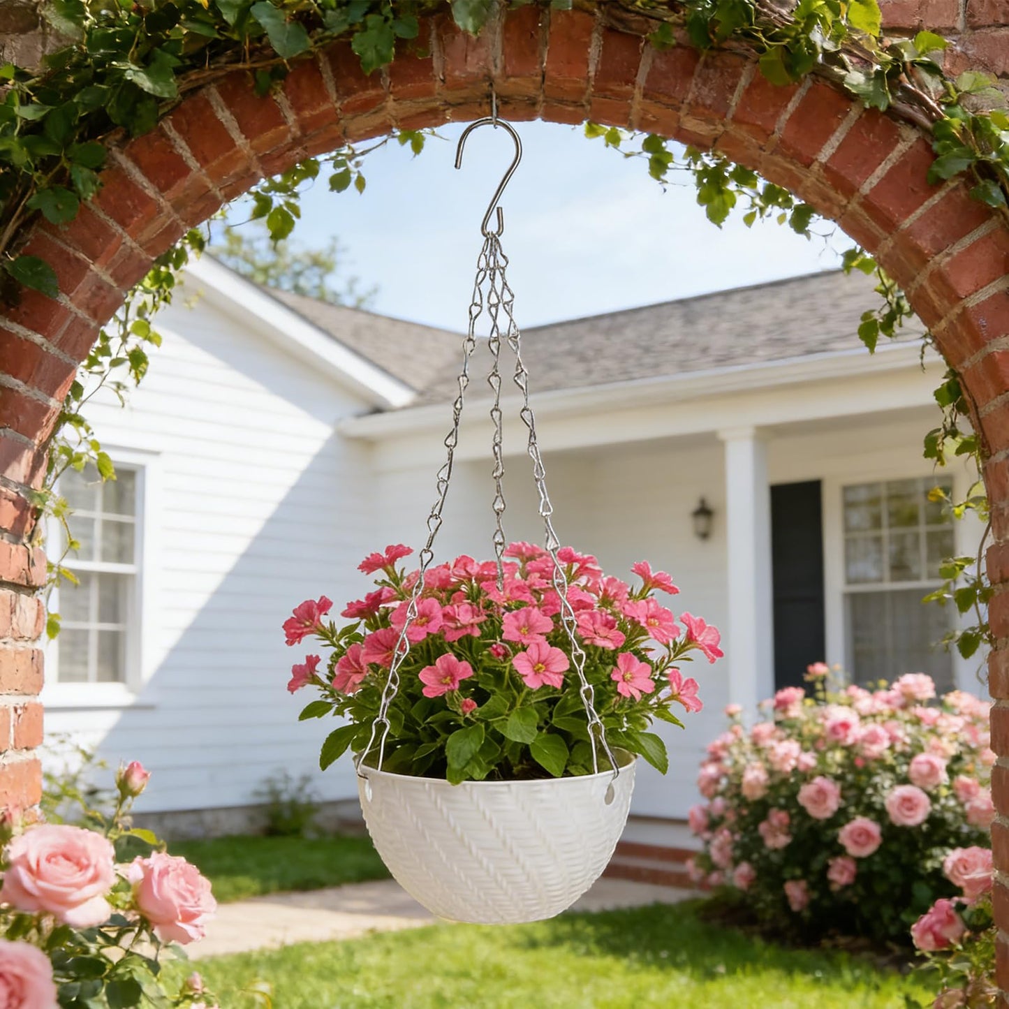 AKAZA 10 Pieces 6 Inch Hanging Planters,Mini Succulent Planter Pots with Hanging Chain and Indoor Plants Perfect for Balcony, Patio,Garden.