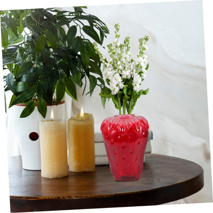 UPKOCH Creative Strawberry Glass Vase Cute Hydroponic Plant Propagation Station Decor for Flowers for Birthdays and Housewarmings