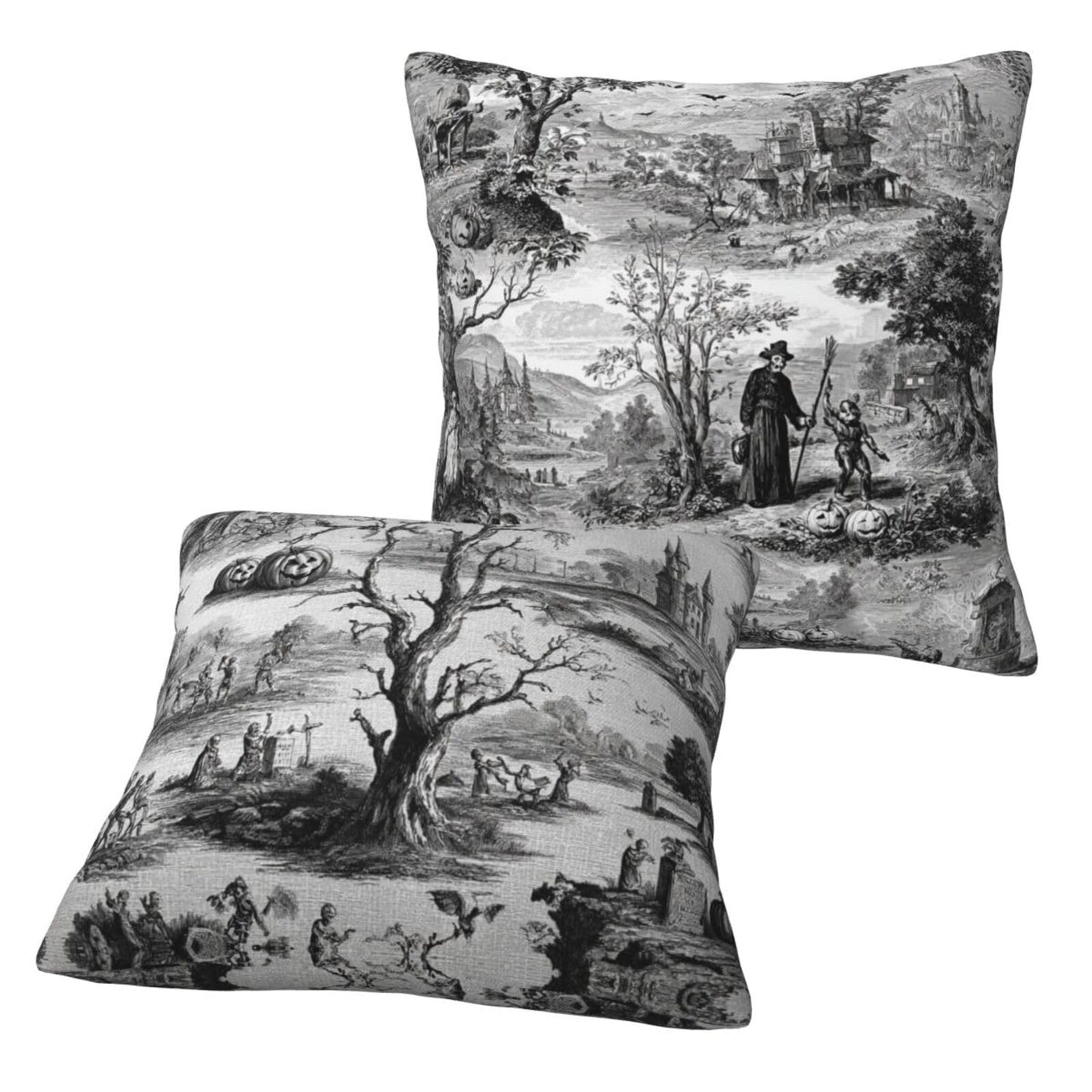Ecixzyo Halloween Throw Pillow Covers 18x18 Set of 2 Square Pillow Case for Home Decor Couch Room
