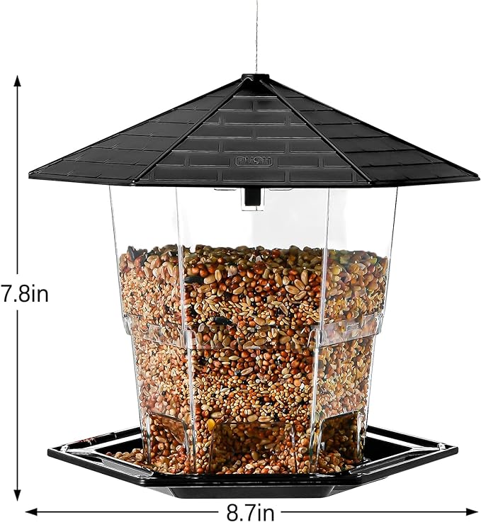 Jealoeur Bird Feeders for Outdoors Hanging Bird Feeder Wild Birds Seed, Black 2 Pack