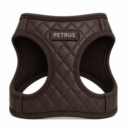 Step in Dog Cat Harness Lightweight Breathable Mesh Soft Padded Pet Vest Vegan Leather Choke Free Escape Proof for Small Medium Dogs (Chocolate Brown, Small)