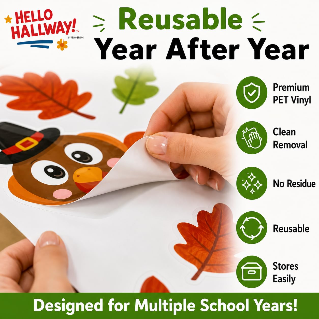 Hello Hallway Classroom Door Decorations for Teachers Seasonal Holiday 4-Pack Value | Peel & Stick Reusable Door & Whiteboard Decor | Preschool Pre-K Kindergarten | Teacher Supplies