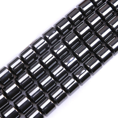 HAAMIIQII 65pcs 6mm Natural Black Hematite Loose Gemstone Beads Drum Shape Spacer Stone Beads for Jewelry Making DIY Bracelets Necklaces Crafting