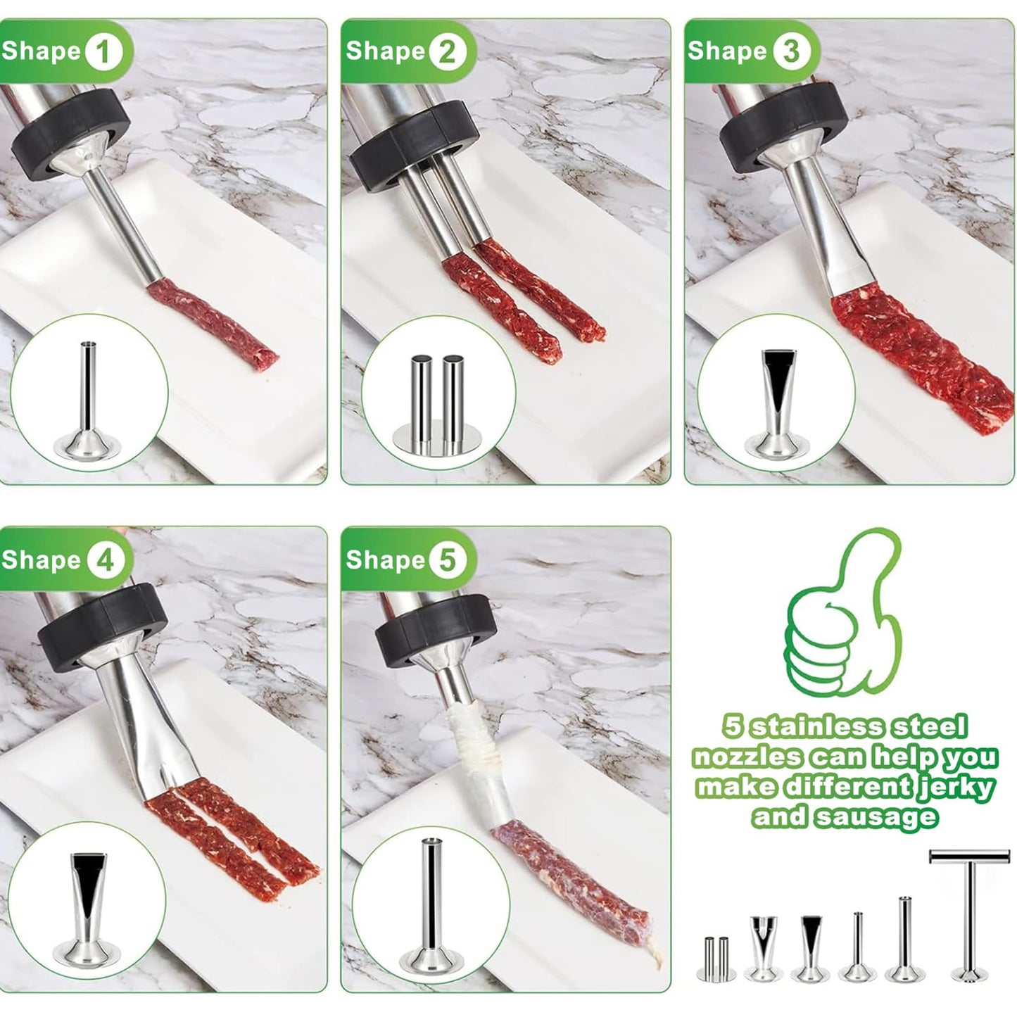 Large Capacity Jerky Gun Kits, Jerky Cannon, Stainless Steel Jerky Maker, Jerky Shooter, Meat Gun, Beef Deer Jerky Making Gun Kit, Gifts for Women Men
