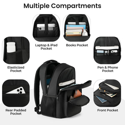 YAMTION Laptop Backpack for Men and Women, Black Backpack, School Backpack for Boys and Girls, Bookbag, Work Backpack Fits 15.6 Inch Laptop and Notebook