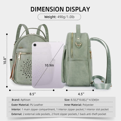 APHISON Small Backpack Purse for Women Cute PU Leather Mini Backpacks Ladies Casual Lightweight Travel Daypack Waterproof