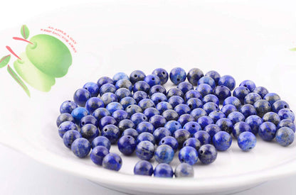Natural Stone Beads 100pcs 6mm Lapis Lazuli Round Genuine Real Stone Beading Loose Gemstone Hole Size 1mm DIY Charm Smooth Beads for Bracelet Necklace Earrings Jewelry Making (Lapis Lazuli Blue, 6mm)