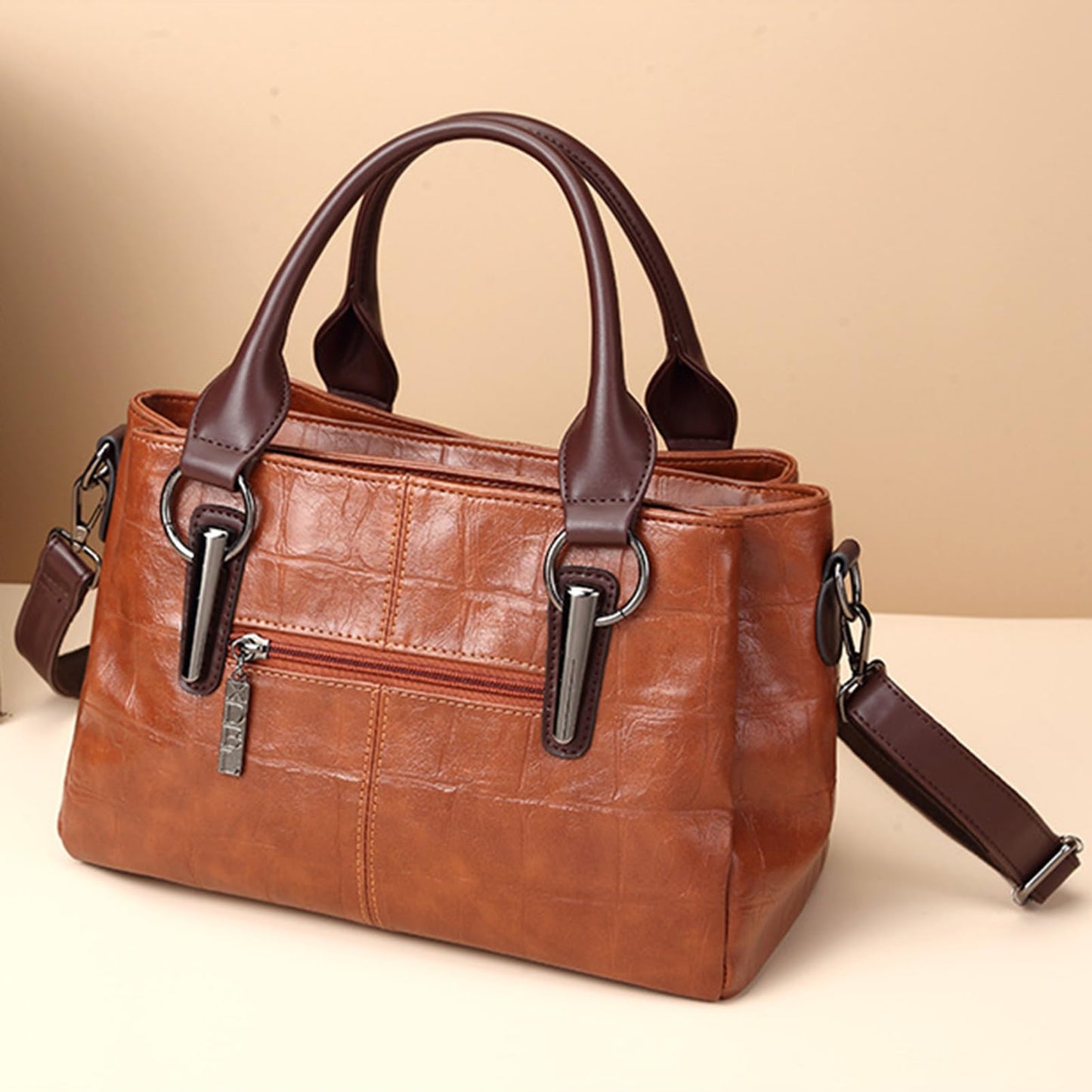 mcuvaec Handbags and Purses for women Vegan Leather Tote Bag for Women Satchel Shoulder Bags Travel Purse with Compartments (Brown)