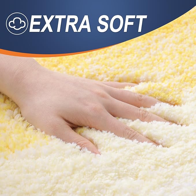 OLANLY Bathroom Runner Rugs Mat 44x24, Extra Soft Absorbent Microfiber Bath Rugs, Rubber Backing, Quick Dry, Washable Long Bath Mats for Bathroom Floor, Tub and Shower, Home Decor Accessories, Yellow