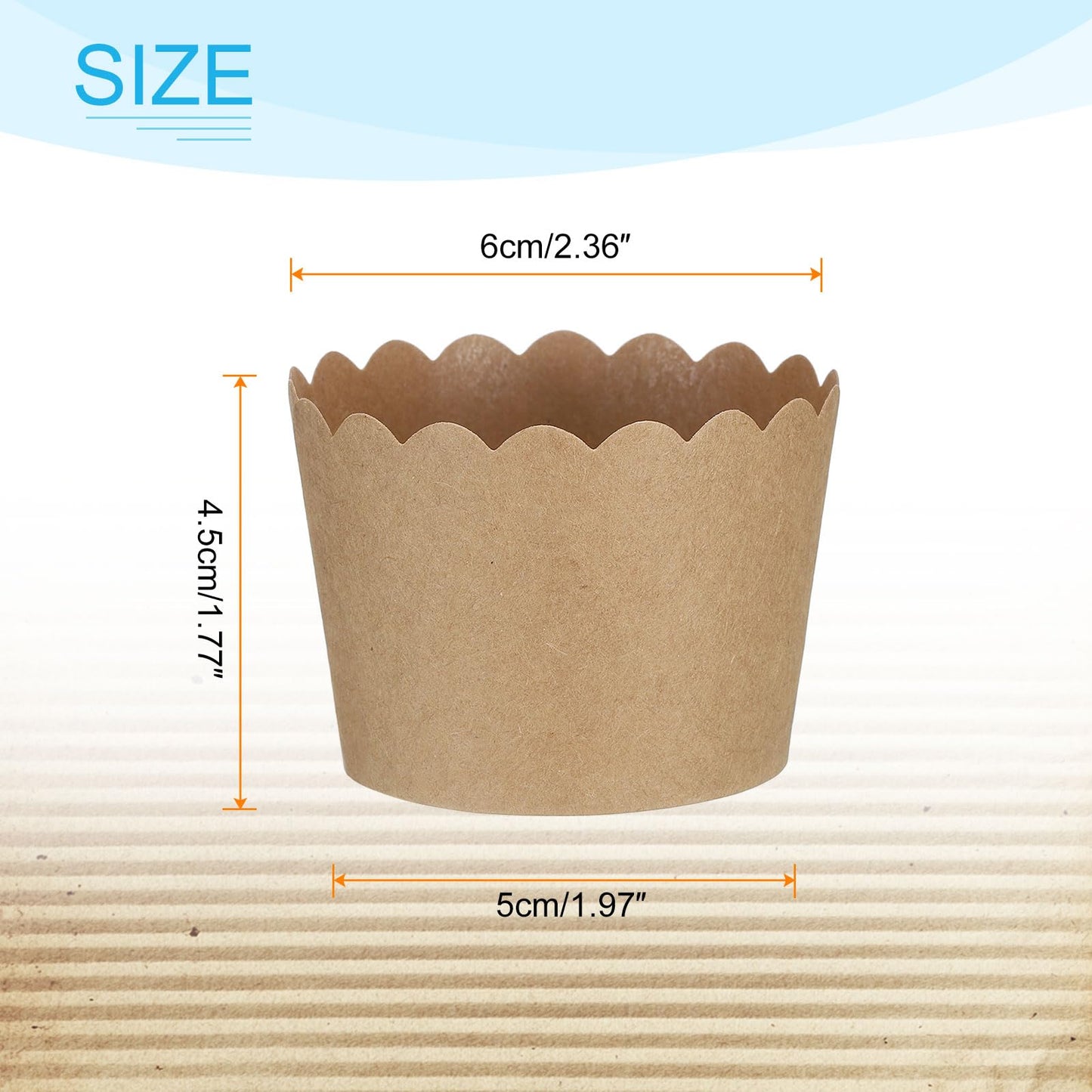 HARFINGTON 50Pcs Paper Baking Cups Small Brown Kraft Paper Muffins Liner Cupcake Greaseproof Disposable Bulk Wrappers for Wedding Birthday Graduation