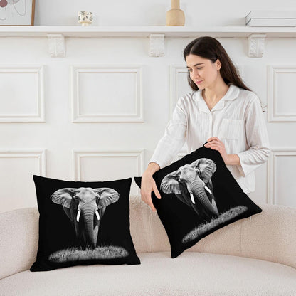 Feelyou Set of 2 Elephant Throw Pillow Covers, 3D Wild Animal Pattern Cushion Case for Home Living Room Decor, Reversible Exotic Style Theme Decorative Throw Cushion Case, 18x18 Inches