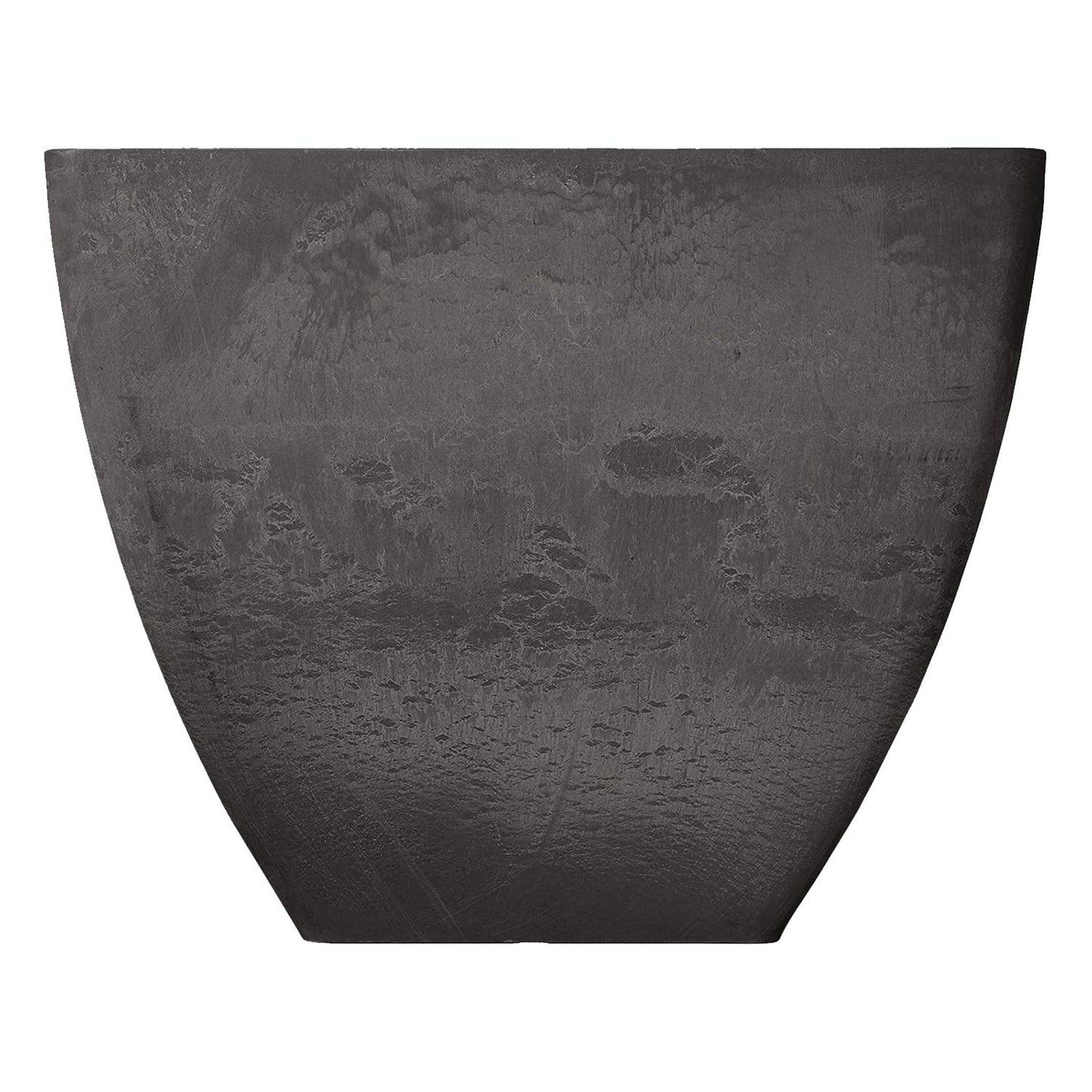 PSW Pot Collection 16x13 inch Plastic/Stone/Wood Composite Square Planter – No Drainage Hole (Drillable), Modern Indoor/Outer Pot for Flowers, Foliage, Succulents, Fairy Gardens, Dark Charcoal