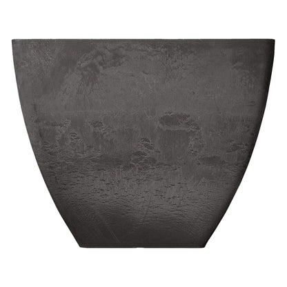 PSW Pot Collection 16x13 inch Plastic/Stone/Wood Composite Square Planter – No Drainage Hole (Drillable), Modern Indoor/Outer Pot for Flowers, Foliage, Succulents, Fairy Gardens, Dark Charcoal