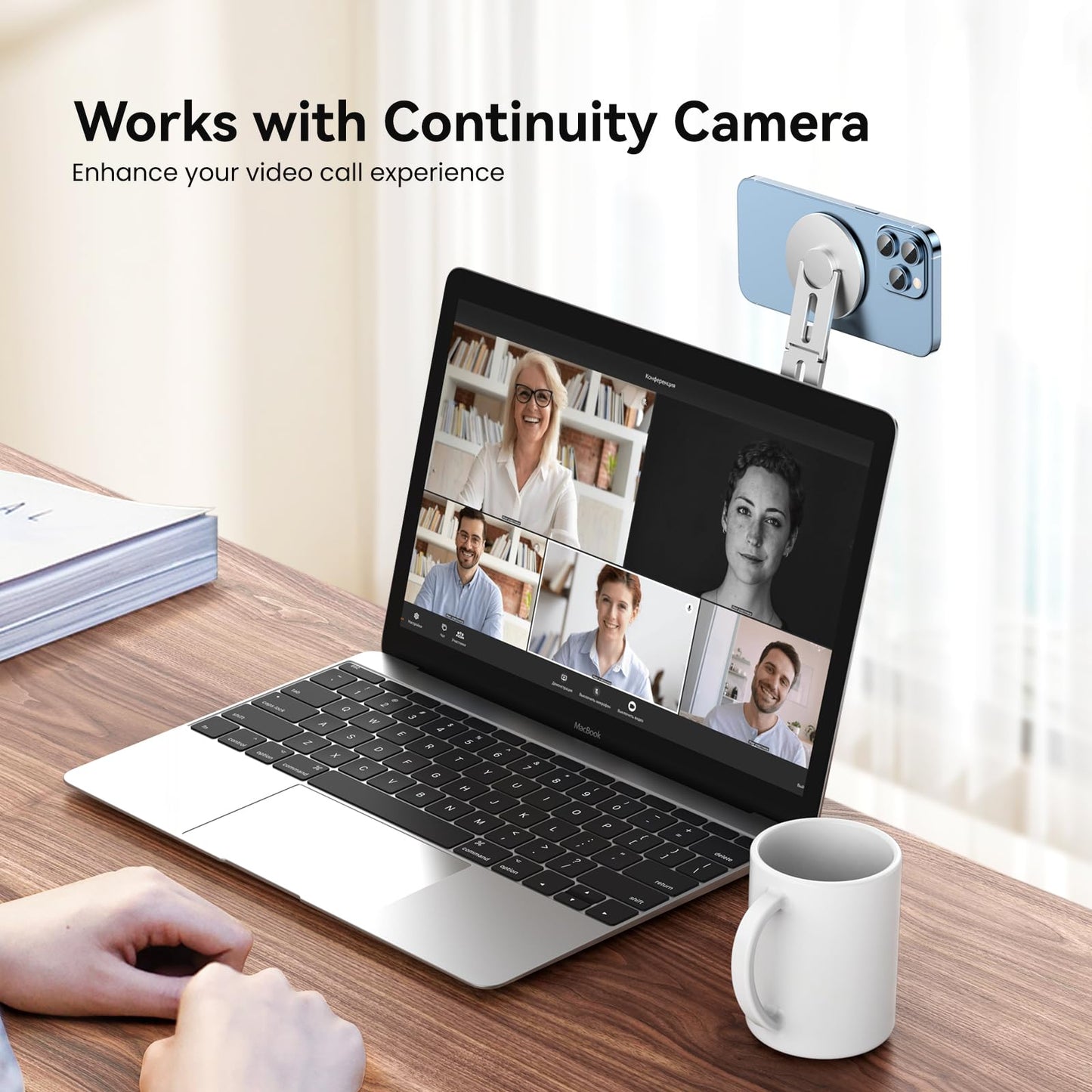 Magnetic Phone Holder for Laptop for MagSafe for iPhone 17/16/15/14/13/12 & All Phones, 180°Adjustable Phone Side Mount for Computer Monitor for Tesla, Desktop Cell Phone Bracket, Gray