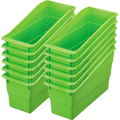 Really Good Stuff Durable Book and Binder Holders - 12 Pack, Green Neon, 5.5" x 12.5" x 7.5", Classroom Organization, Storage Solution, Sturdy and Versatile