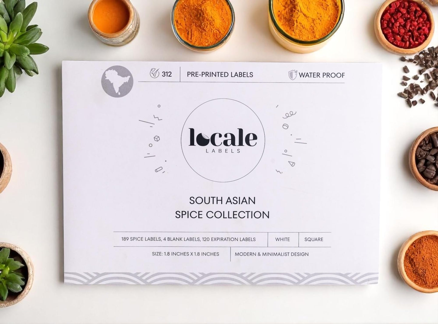 312 South Asian & Indian Spice Labels for Spice Jars including Best by Labels for Storage Organization & Kitchen Pantry- South Asia Spice Collection (White, Square)