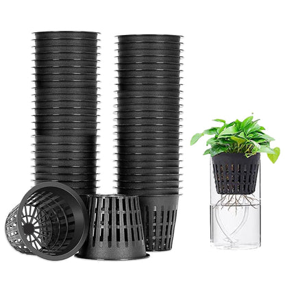 CHTASO 50 PCS 3 Inch Heavy Duty Net Pots,Hydroponic Cups,Garden Slotted Mesh Net Cups,Plant Nursery Net Pots for Hydroponics
