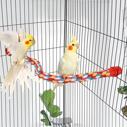 Birds Rope Perch Bungee Perch Adjustable Parrot Cage Stand Chewing Swing Toy Climbing Ropes for Small Medium Parrot Spiral Rope Cage Accessories