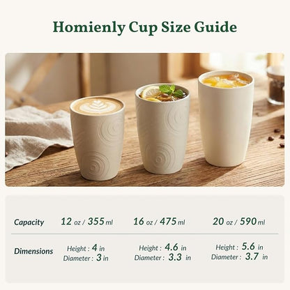 Homienly Wheat Straw Cups - Unbreakable Cups Set of 6,20 oz Dishwasher & Microwave Safe Drinking Glasses for Everyday Use-Beige