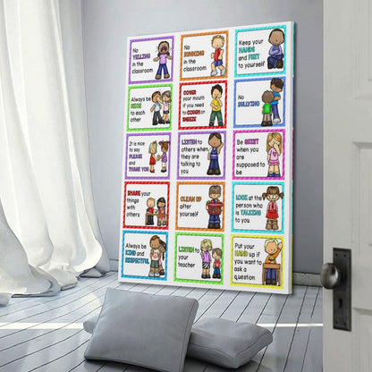 Classroom Rules Educational Posters for Preschool, Home, Middle And High School Classroom Poster Poster for Room Aesthetic Posters & Prints on Canvas Wall Art Poster for Room 16x24inch(40x60cm)