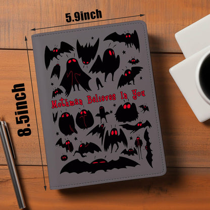 WHLBHG Mothman Leather Notebook Mothman Cryptid Creature Gifts Believes In You Travel Journal Moth Insect Witch Spooky Monster Creepy Weird Notebook (Journal-Mothman Believes)